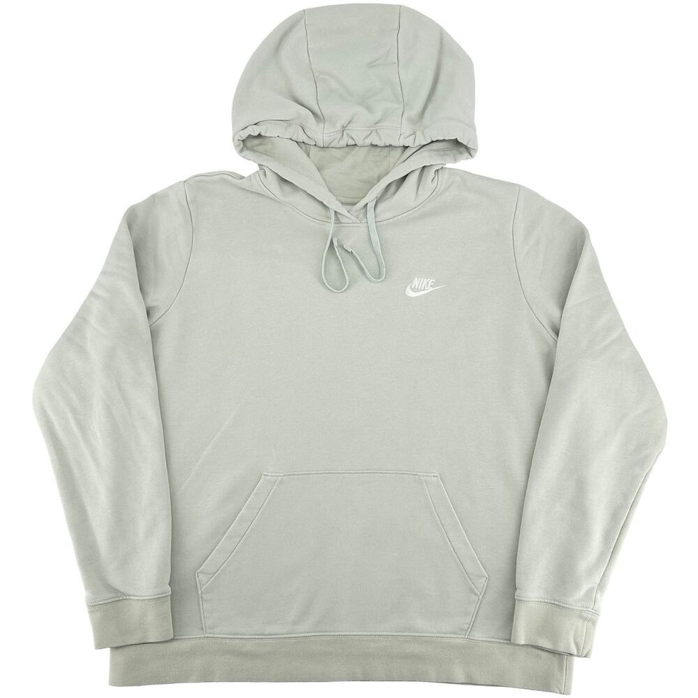 Women's Grey Green Nike Sportswear Club Fleece Hoodie Sweatshirt XL DQ5793-034